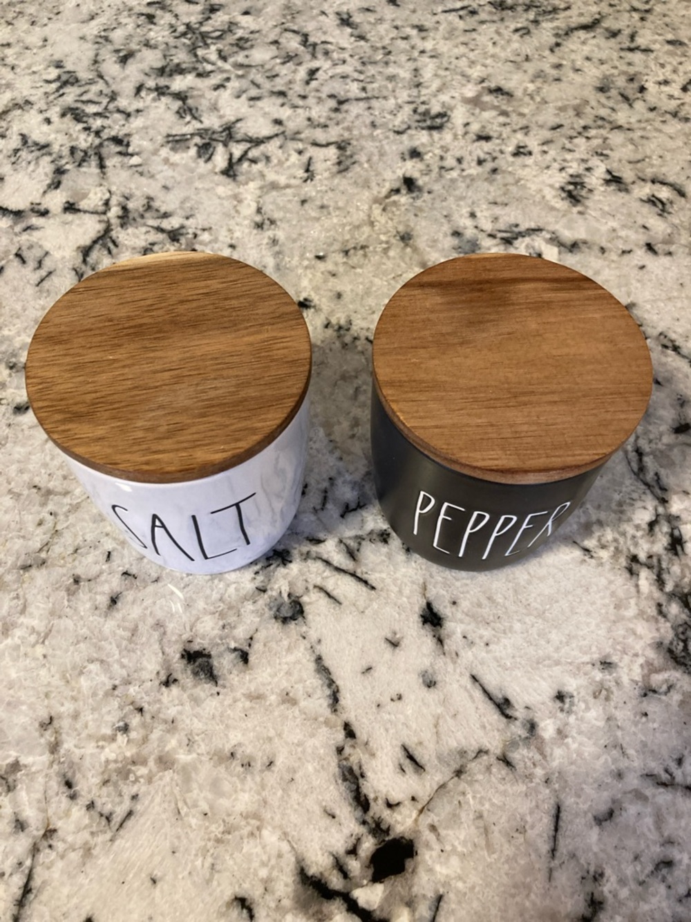 Rae Dunn Salt & Pepper Cellar Set, Ceramic - White & Black - Picture 6 of 8